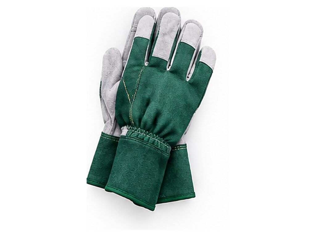 Green Canvas and Split Leather Work Gloves