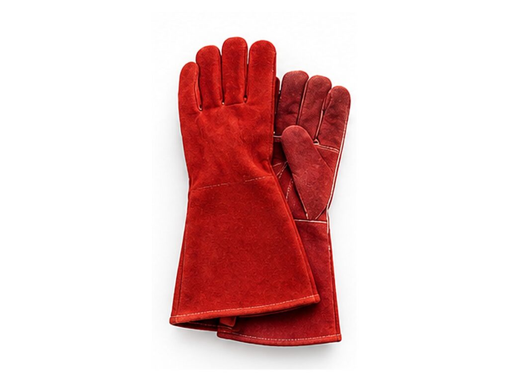 Red Split Leather Welding Gloves